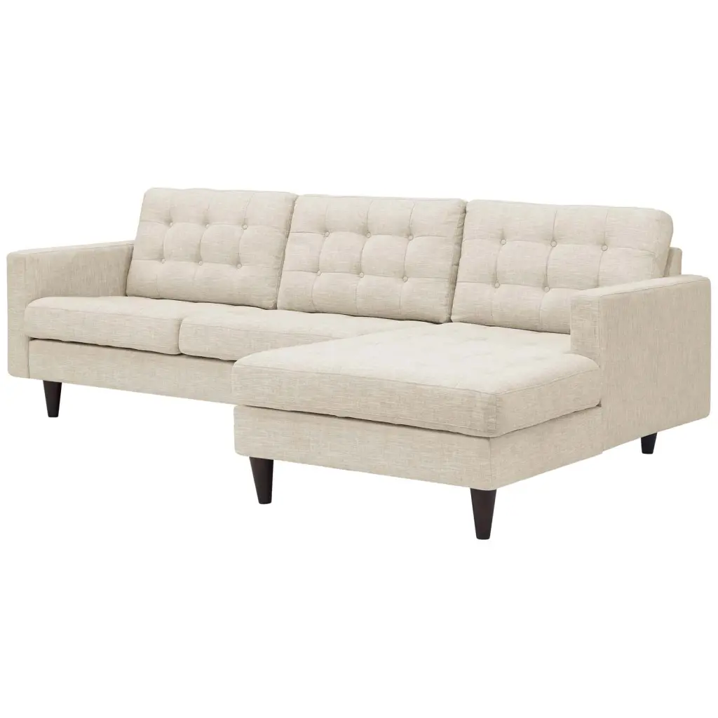 Modern Contemporary Urban Design Living Room Lounge Club Lobby Sectional Sofa Beige Fabric