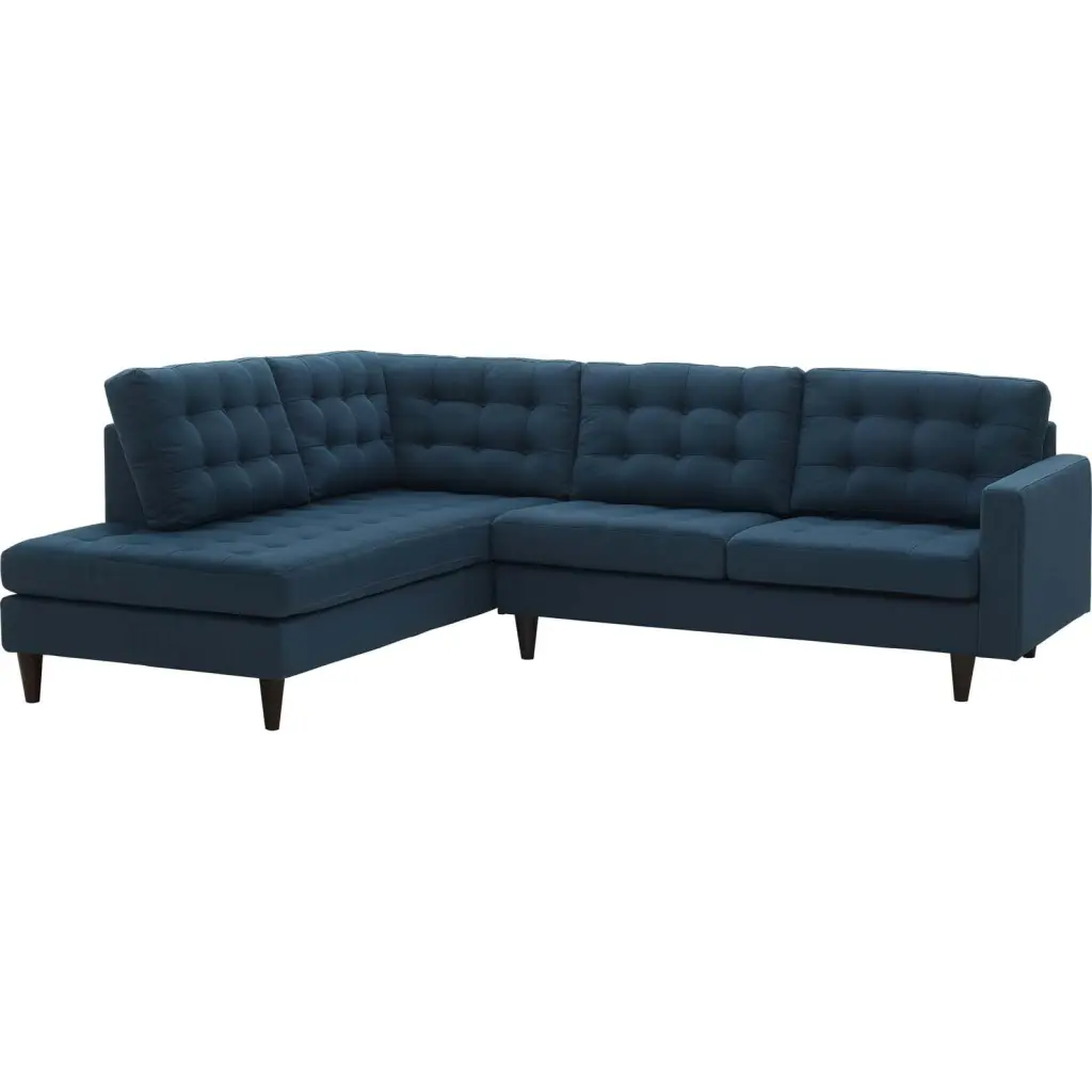 Modern Contemporary Urban Design Living Room Lounge Club Lobby Sectional Sofa Navy Blue Fabric