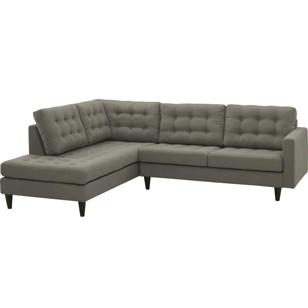 Modern Contemporary Urban Design Living Room Lounge Club Lobby Sectional Sofa Grey Gray Fabric