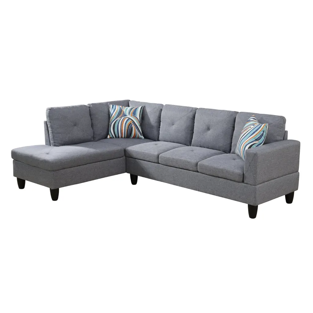 Modular L Shaped Sofa Storage Space and 2 Pillows Living Room or Office Grey NOBRAND