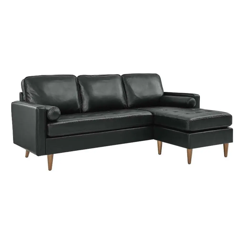 Pemberly Row 78 Modern Style Leather Apartment Sectional Sofa Black