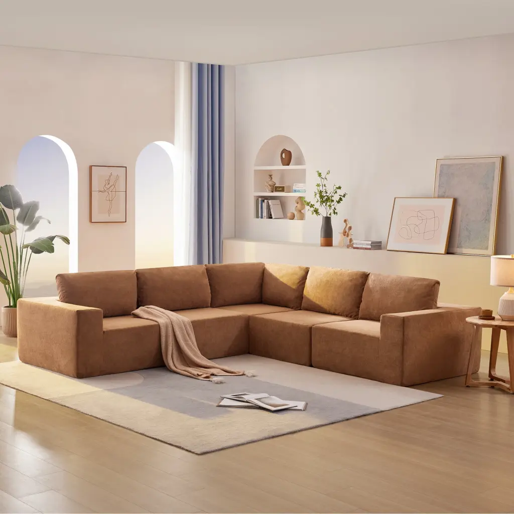 116x116 Modular L Shaped Sectional Sofa Luxury Floor Couch Set 5 PC Free Combination - Sleeper Sofa Bed Sofas