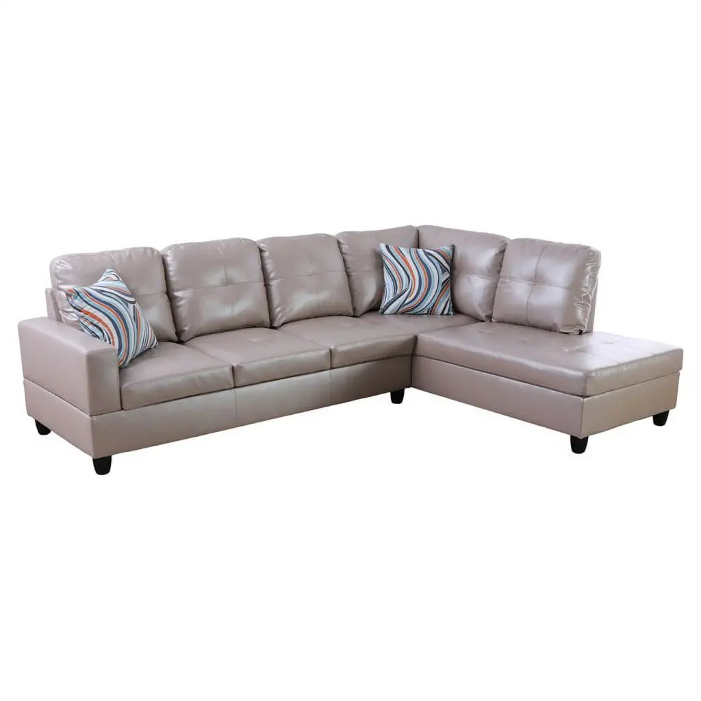 Harry Faux Leather Right Sectional Sofa Silver Gold Star Home Living Corp