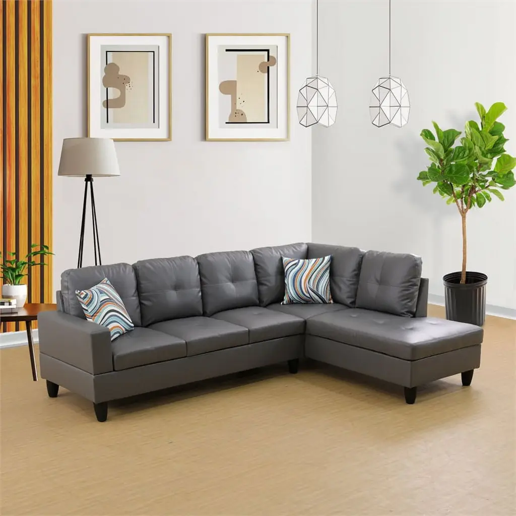 Harry Faux Leather Right Sectional Sofa Dark Brown Star Home Living Corp