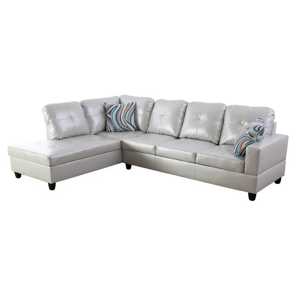 Star Home Living Corp Ben Faux Leather Left Sectional Sofa Silver Powder