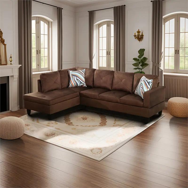 Star Home Living Corp Chris Left Facing Sectional Sofa Microfiber Fabric Espresso