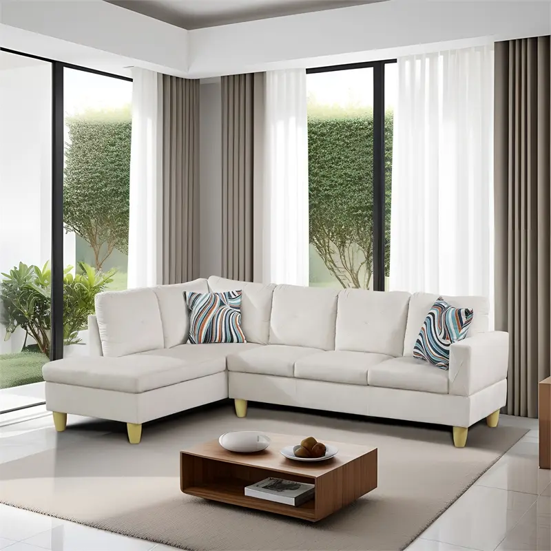 Star Home Living Corp Chris Microfiber Fabric Left Facing Sectional Sofa White