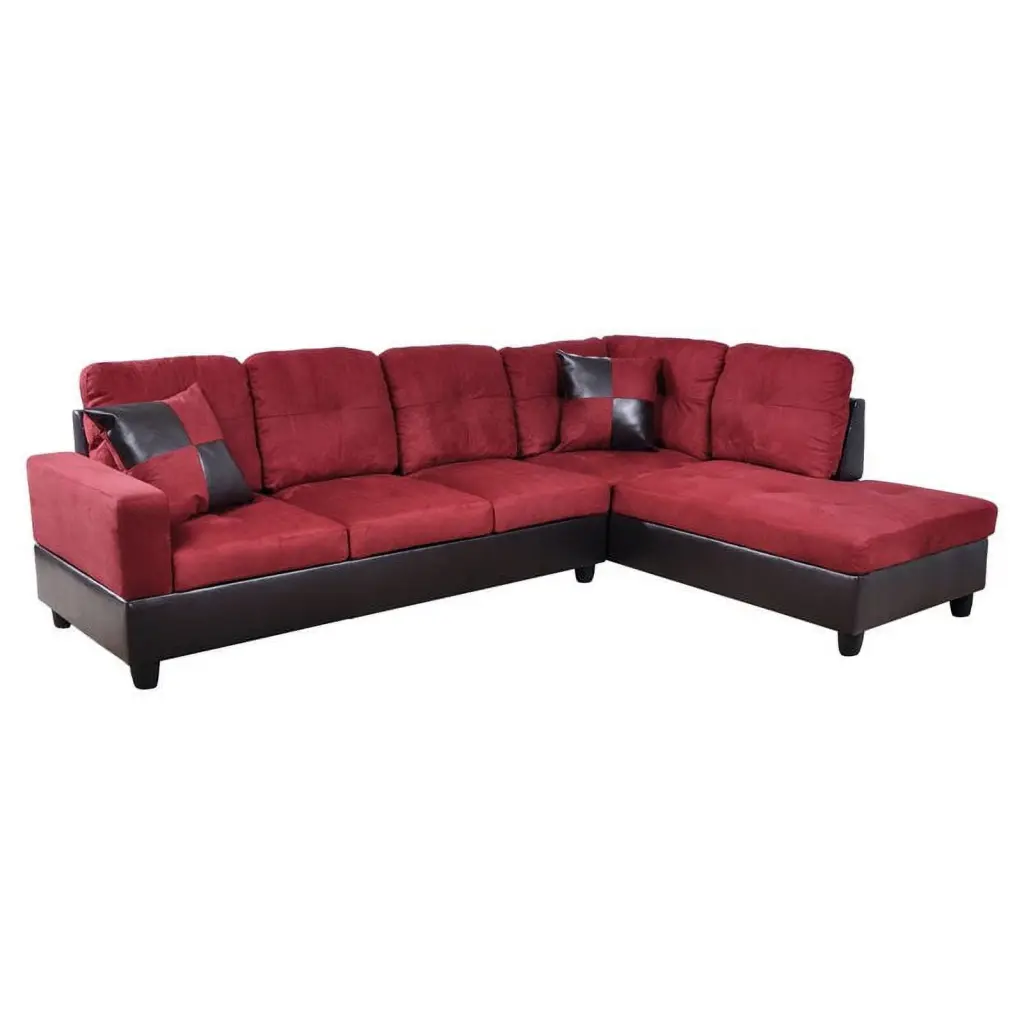 Star Home Living Corp Chris Microfiber Fabric Right Facing Sectional Sofa Red