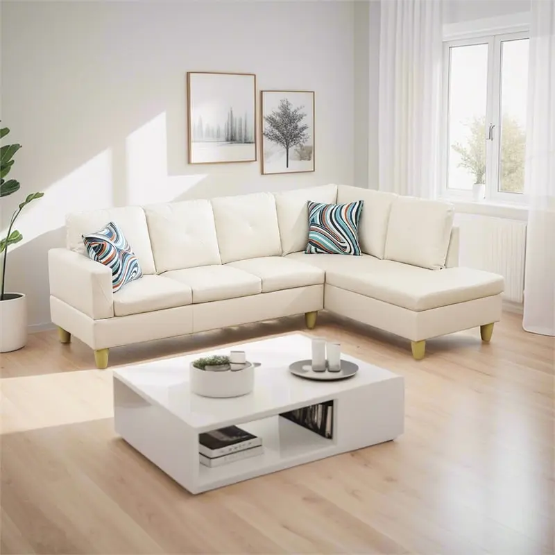 Star Home Living Corp Chris Right Facing Sectional Sofa Faux Leather White