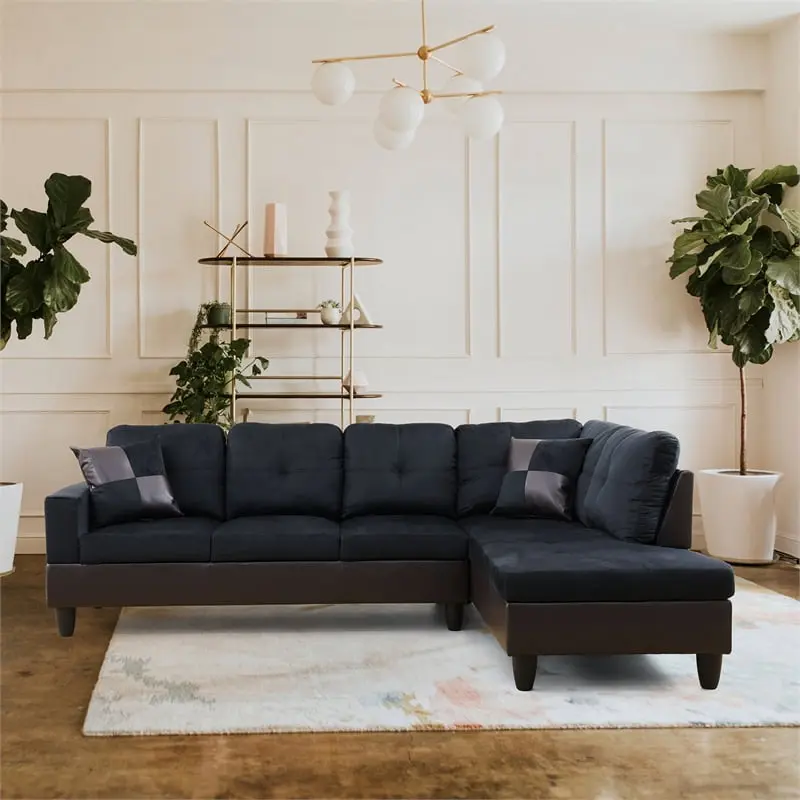 Star Home Living Corp Lisa Fabric Right Facing Sectional Sofa Midnight Blue