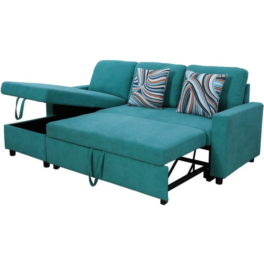 Star Home Living Hannah Microfiber Fabric Reversible Sectional Sofa Green