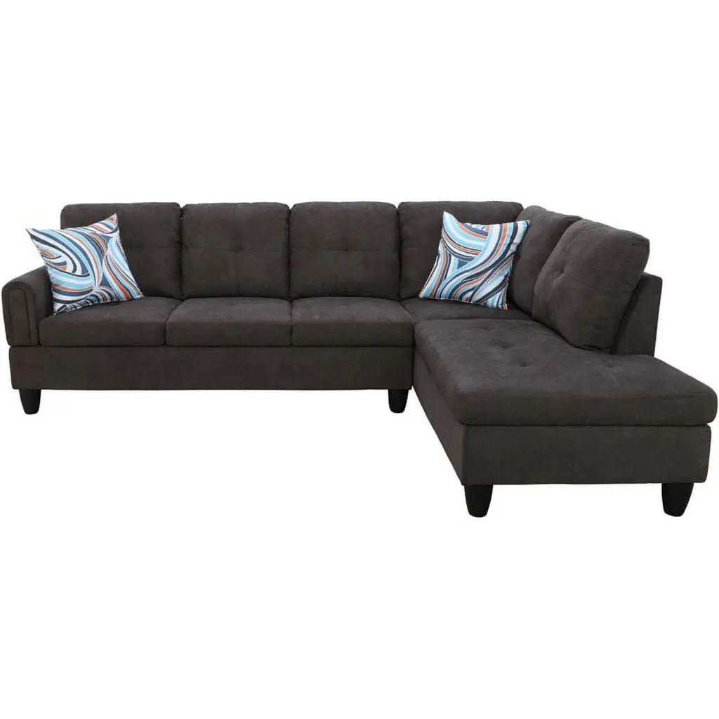 Star Home Living Puebla Linen Fabric Sectional Sofa Set Dark Brown
