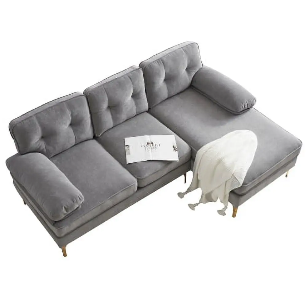 83 Modular L-Shaped Sectional Sofa Ottoman Footrest Soft Backrest Thick Seat Cushions Metal Legs Living Room Couch Triple ...
