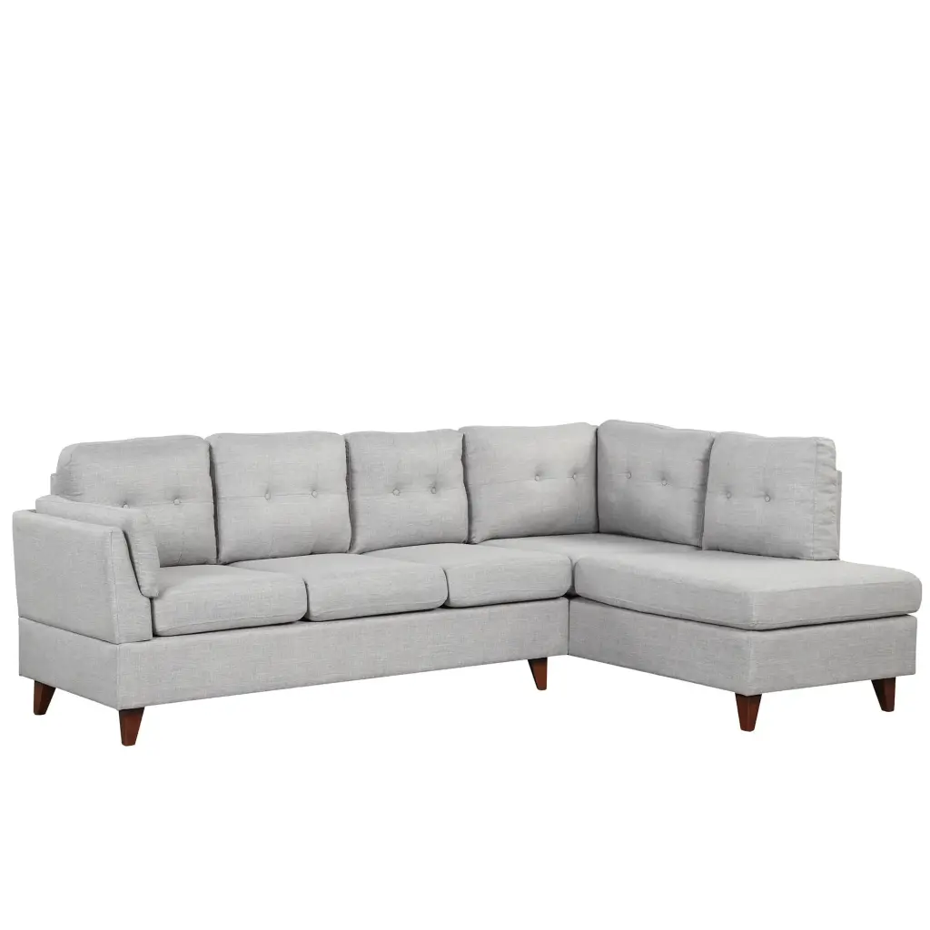 Modern Linen Fabric L-Shape Sectional Sofa Chaise Lounge and Lumbar Pad Gray unknown