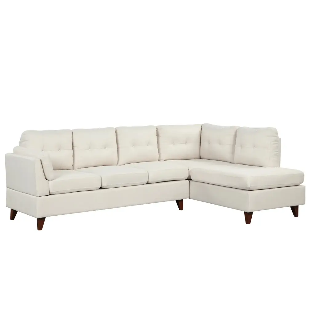 Modern Linen Fabric L-Shape Sectional Sofa Chaise Lounge and Lumbar Pad Beige unknown
