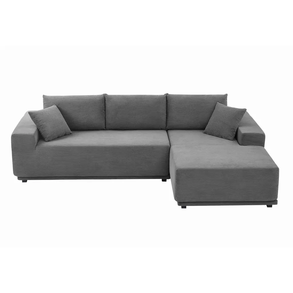 L Shape Sectional Sofa Corduroy Modular Sleeper Sofa Bottom Frame Grey unknown
