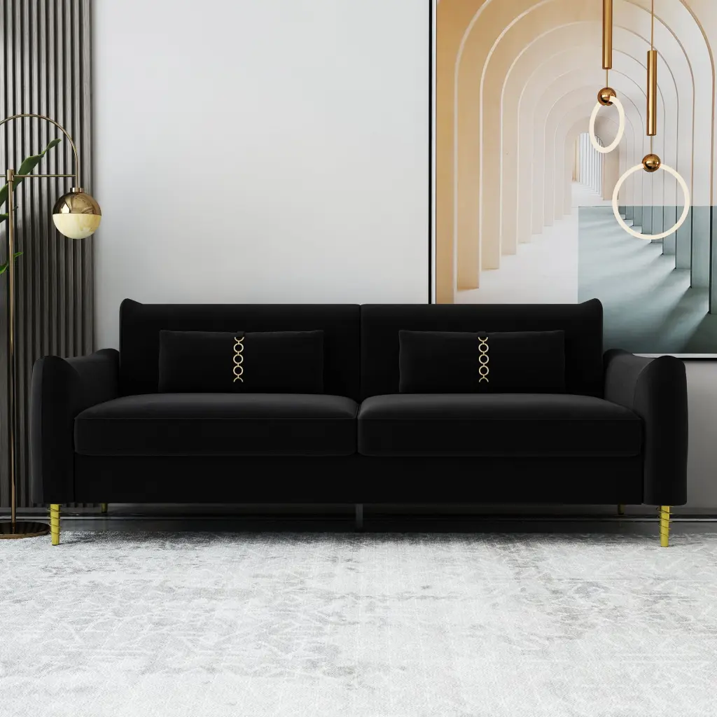 YYAo Modern Sectional Couch 3 Seater Loveseat Sofa Metal Legs Corner Couch Futon Small Spaces