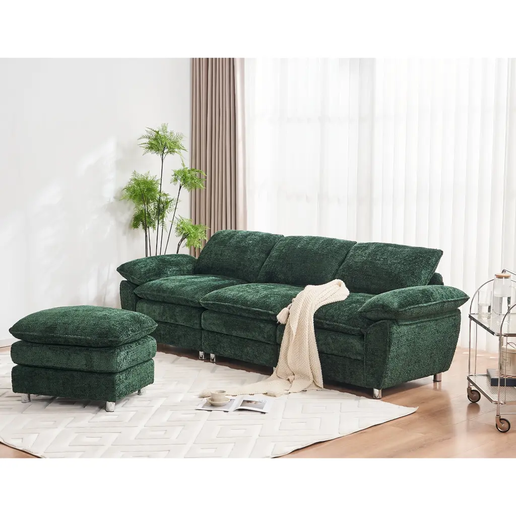 Modern L-Shaped Sectional Sofa Reversible Chaises Down Feather Cloud Couch Sleeper and Movable Ottomans Small Spaces ZX De...