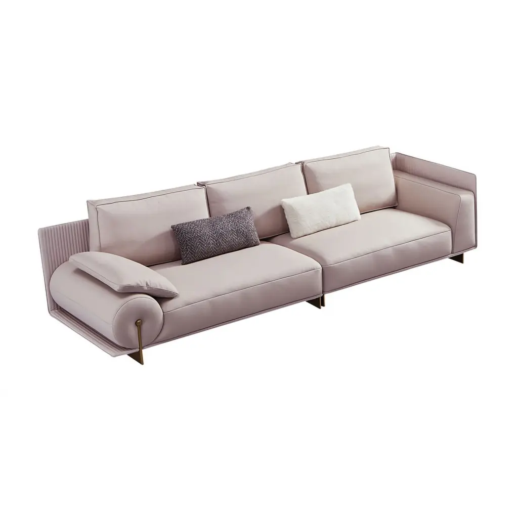 American Eagle Furniture 120.5 4-Seater Modern Genuine Leather Sofa Gray