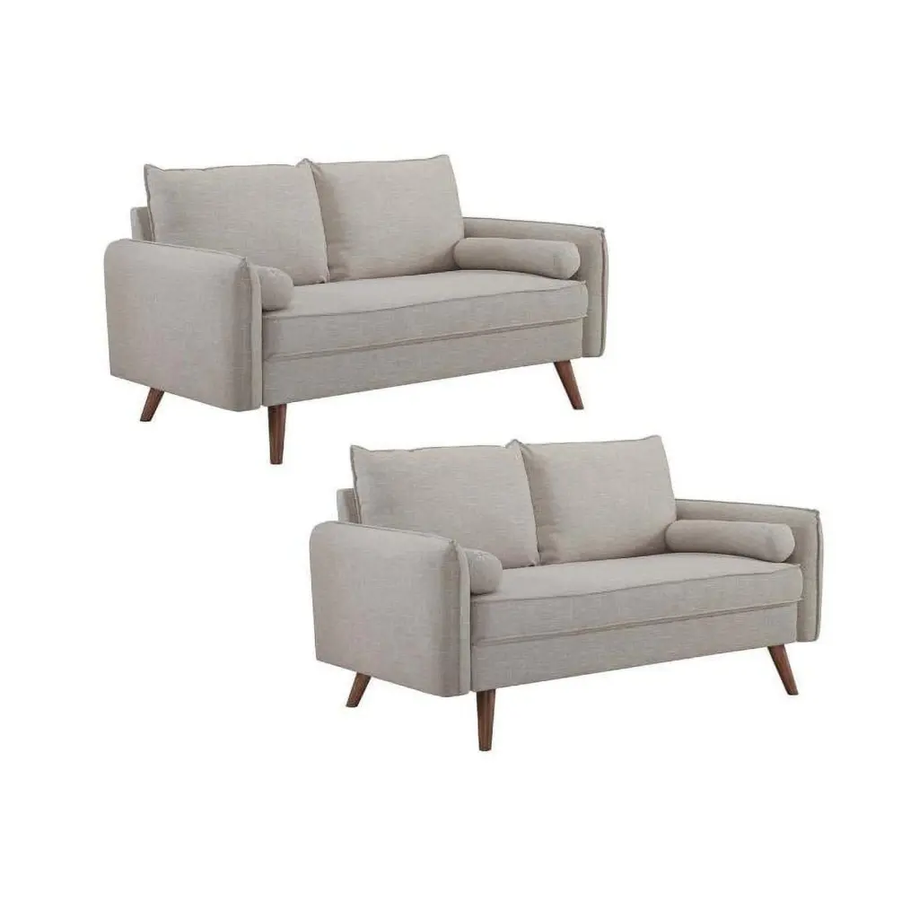 Home Square 2 Piece Contemporary Modern Polyester Loveseat Set Beige Living Room