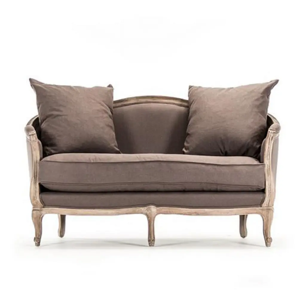 Zentique Maison Brown Velvet Settee 61 x 35.5 x 28 Inches