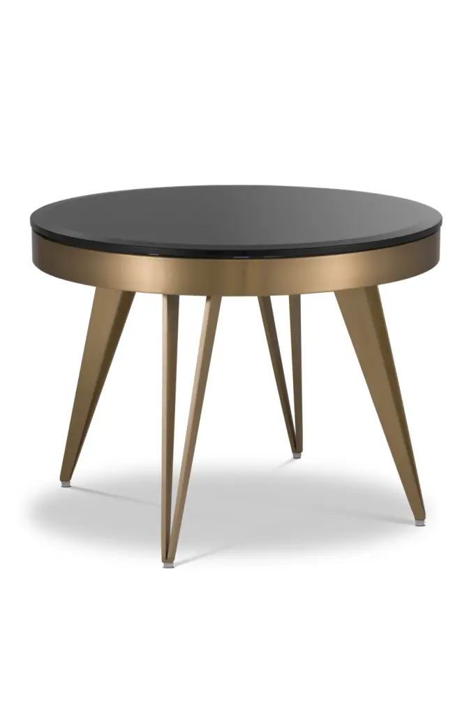 Brass Frame Black Glass Side Table Eichholtz Rocco Accent Furniture