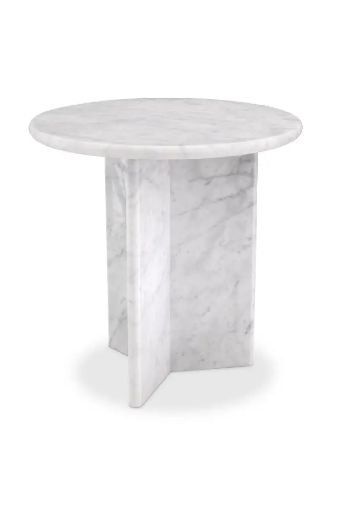 White Marble Round Side Table Eichholtz Pontini Living Room Accent Table