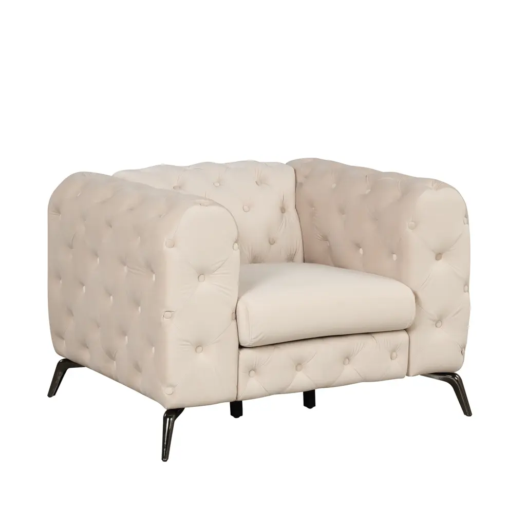 CoSoTower 40.5 Velvet Upholstered Accent Sofa Modern Single Sofa Chair Button Tufted Back Living Room Bedroom or Small Spa...