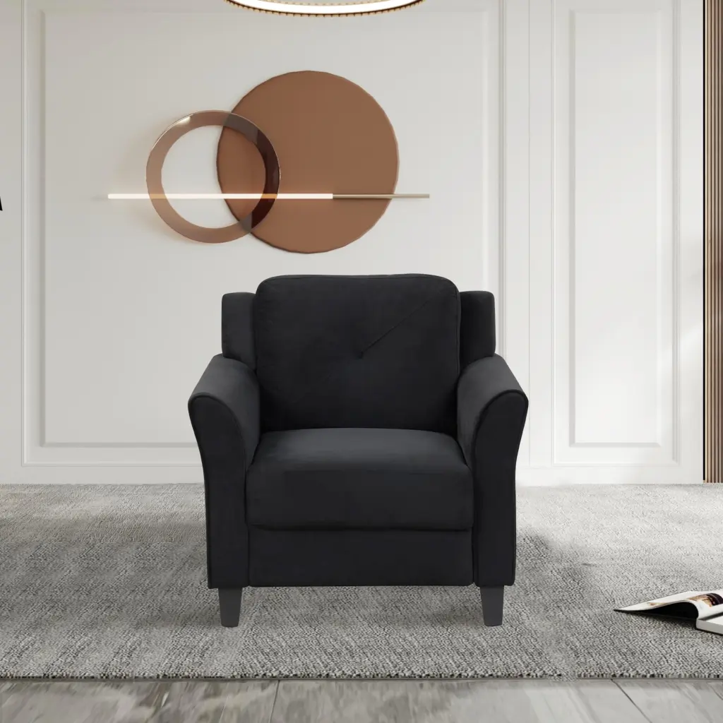 CoSoTower Fashionable Living Room Sofa Single Seat Black Fabric