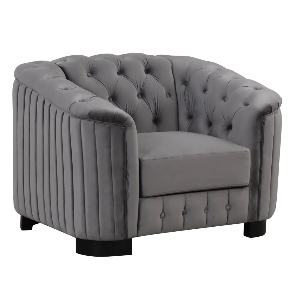 41.5 Velvet Upholstered Accent Sofa Modern Single Chair Thick Removable Seat Cushion Living Room Bedroom Small Space Gray ...