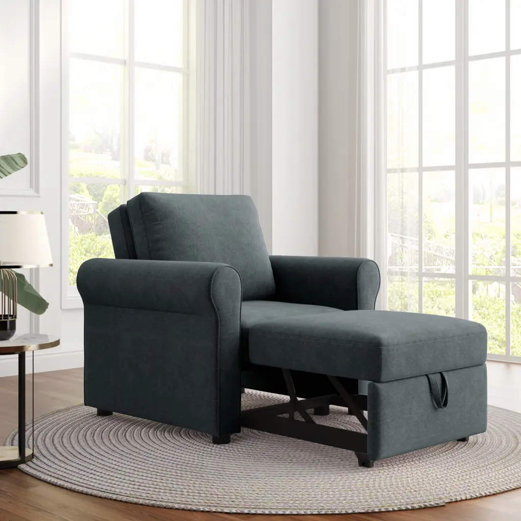 3--1 Sofa Bed Chair Convertible Sleeper Chair Bed Adjustable Backrest Modern Deep Blue CNCJ