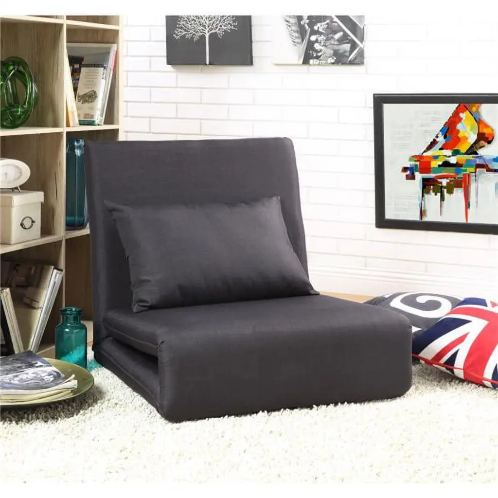 Relaxie Floor Chairs Black Linen Sleeper Sofa Lounger Dorm Bed Loungie