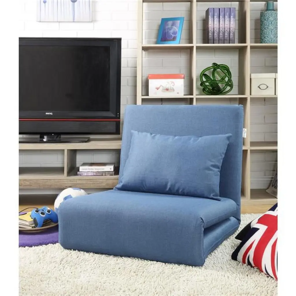 Relaxie Floor Chairs Blue Linen Sleeper Sofa Lounger Dorm Bed Loungie