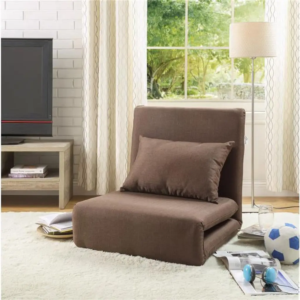 Relaxie Floor Chairs Brown Linen Sleeper Sofa Lounger Dorm Bed Loungie
