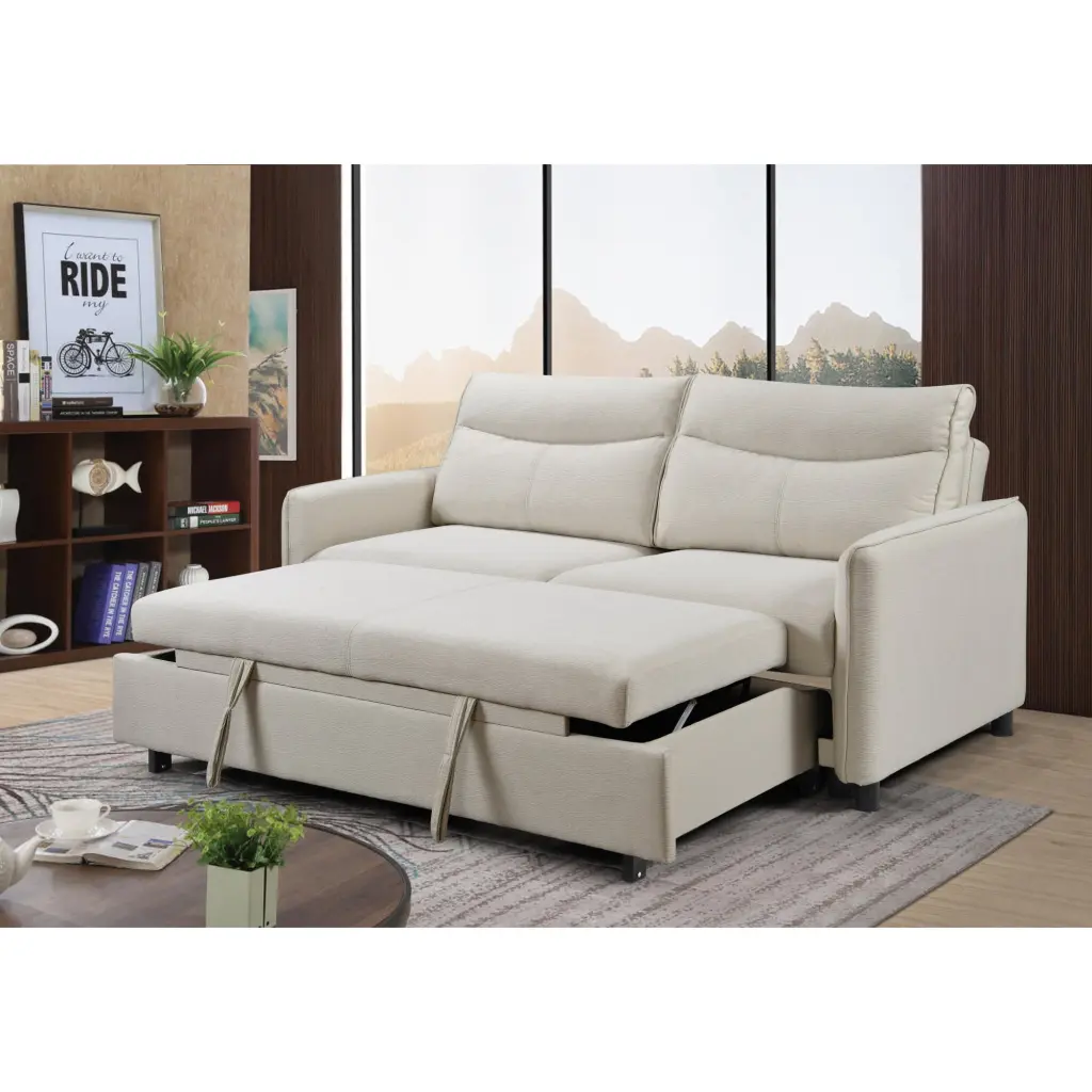 3 1 Convertible Sleeper Sofa Bed. Modern Fabric Loveseat Futon Sofa Couch w/Pullout Bed. Small Love Seat Lounge Sofa w/Rec...