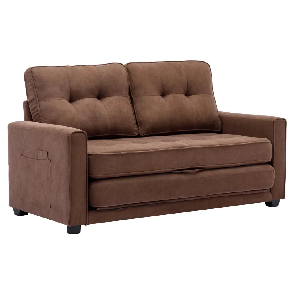 59.4 Loveseat Sofa Pull-Out Bed Brown Modern Upholstered Couch unknown