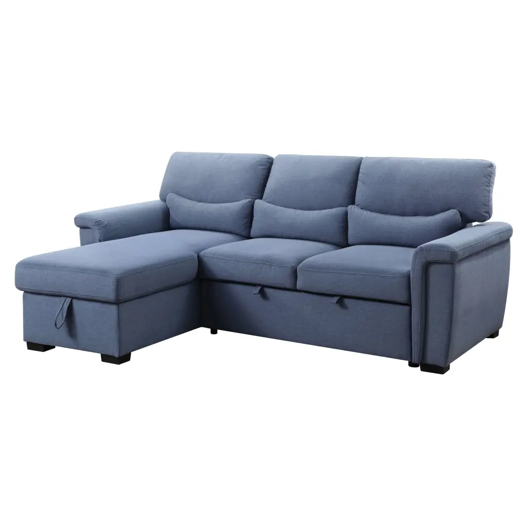 ACME Haruko Reversible Storage Sleeper Sectional Sofa Blue Acme Furniture