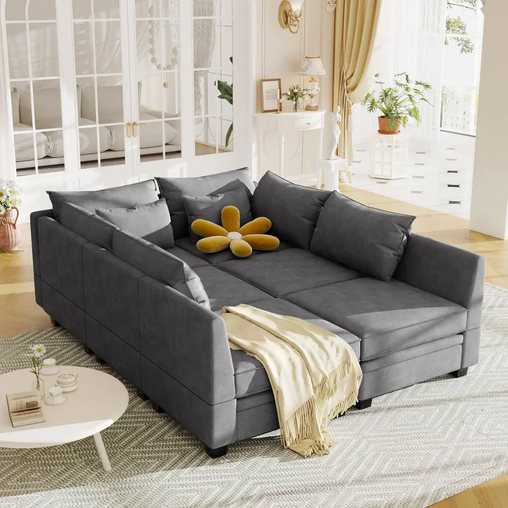 Modern U-Shape Modular Sectional Sofa Bed Reversible Chaise and Storage Seats Bed Bath & Beyond
