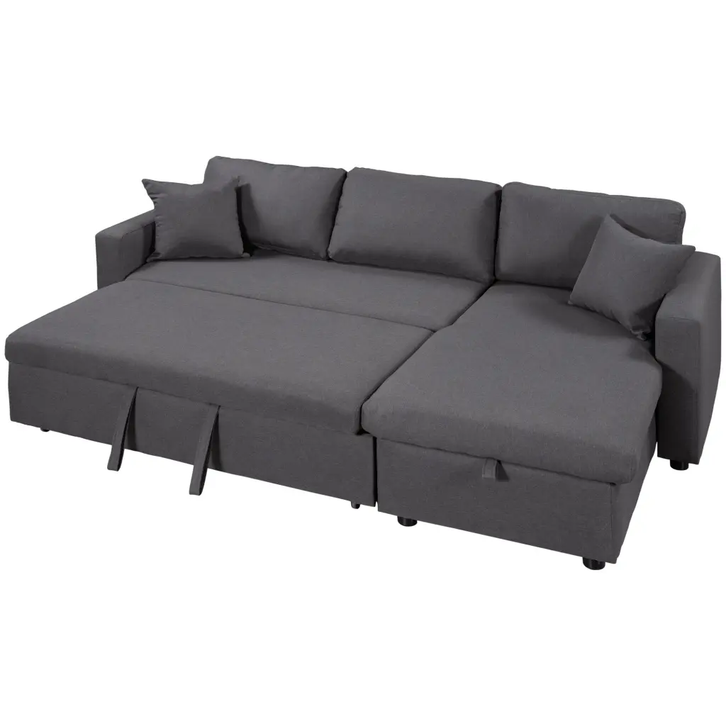 Sleeper Sectional Sofa Storage Space and 2 Tossing Cushions Bed Bath & Beyond