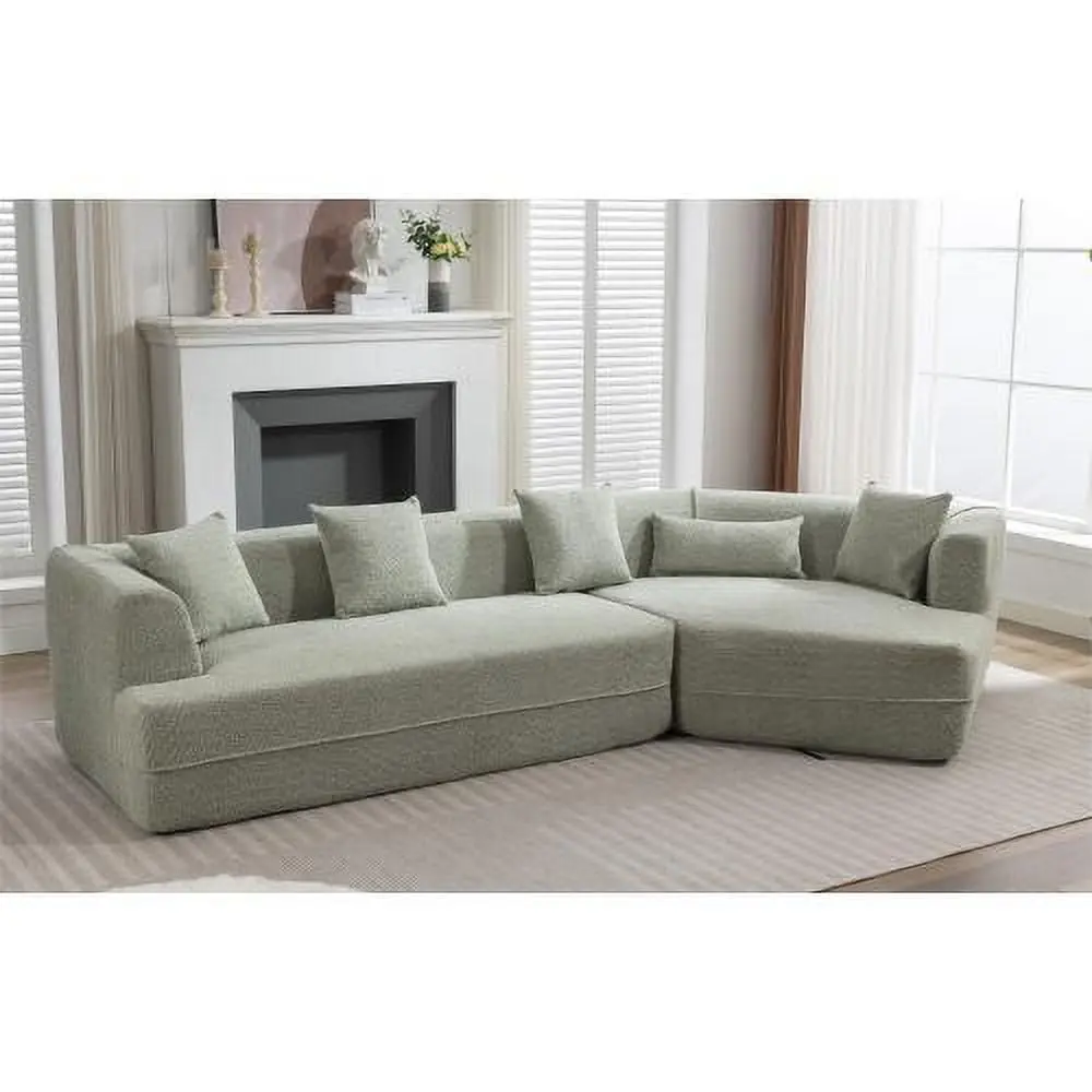 Modular Sectional Sofa Set Modern Minimalist Sleeper Green Boucle Anti-Wrinkle Fabric Hypeshops
