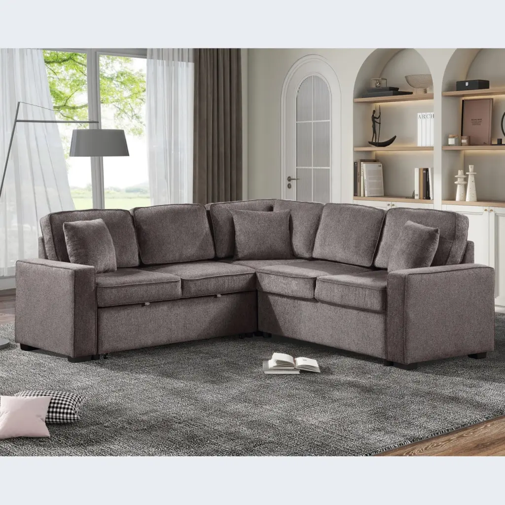 Miekor Furniture Modular Sofa Sectional Couch L Shaped Sofa Couch Pullout Sleeper 5 Seat Chenille Corner Sofa Living Room ...