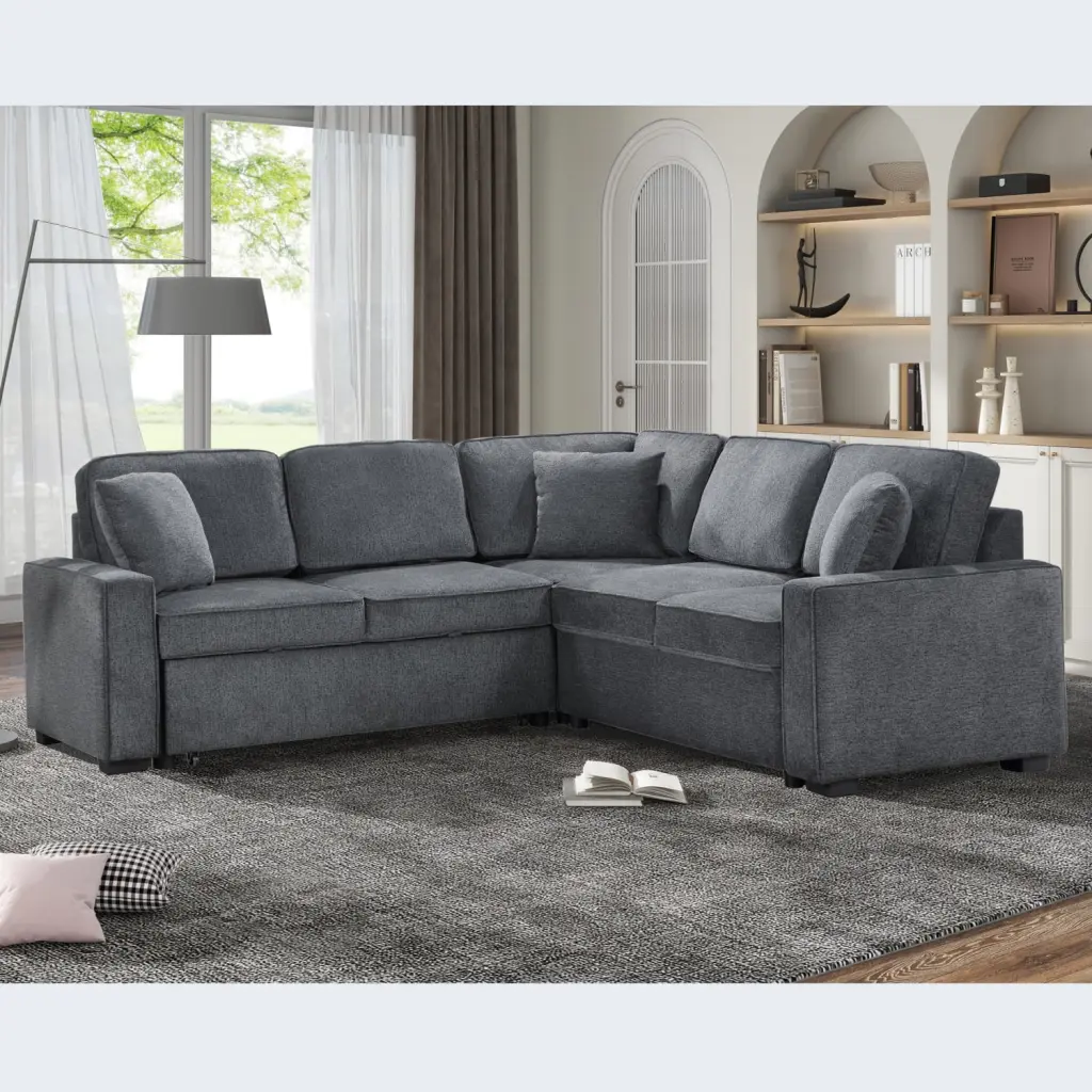 Miekor Furniture Modular Sofa Sectional Couch L Shaped Sofa Couch Pullout Sleeper 5 Seat Chenille Corner Sofa Living Room ...