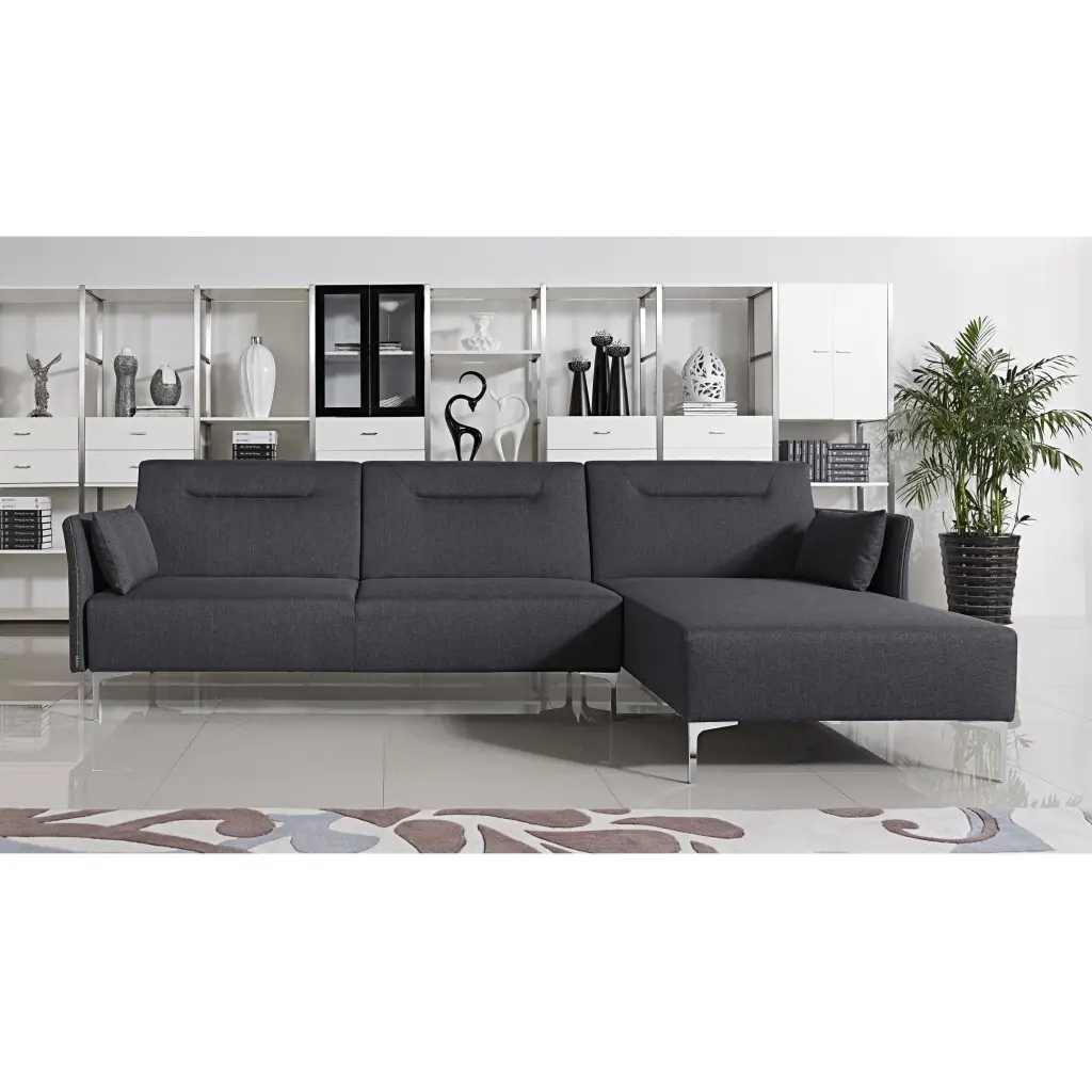 US Pride Furniture Ella Contemporary Black Fabric 2-Piece Sleeper Sectional Sofa Uspridefurniture