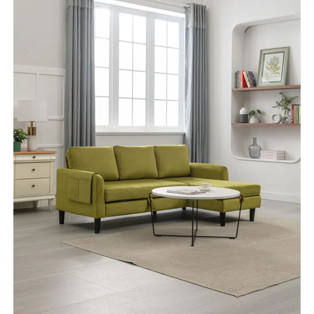 Olive Reversible Sleeper Sectional Sofa Storage Chaise and Foam Filled Comfort Wodine