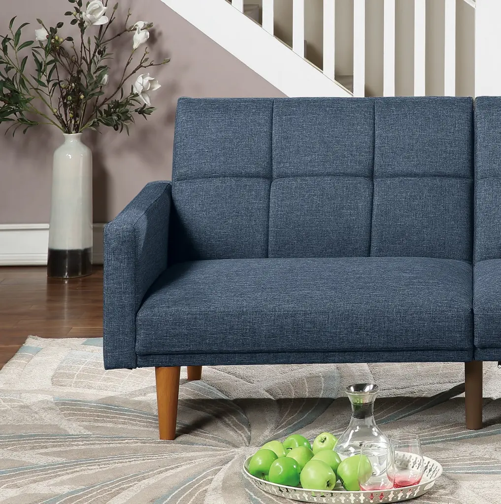 Modern Tufted Sofa Bed Convertible Linen Fabric Reclining Sofa Adjustable Backrest ARCTICSCORPION