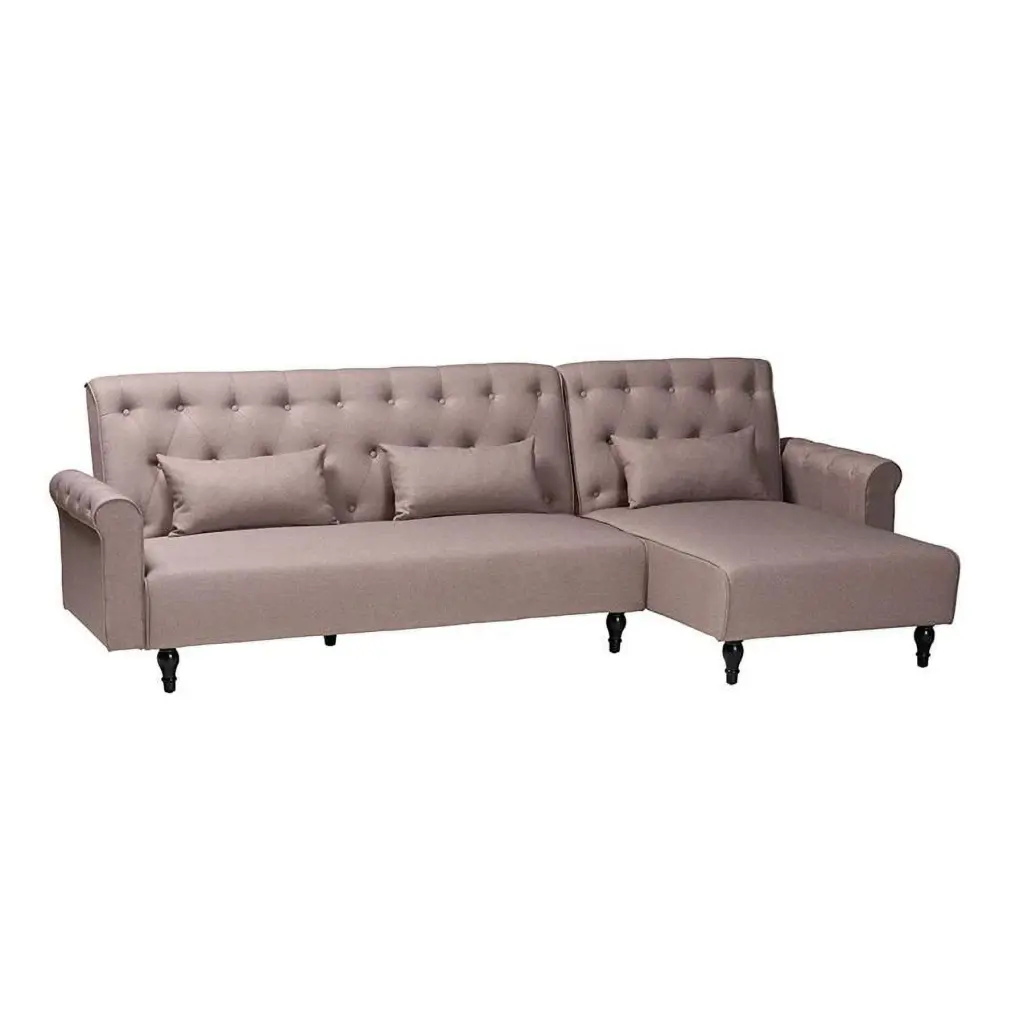 Baxton Studio Chesterfield Clay Fabric Convertible Sleeper Sofa