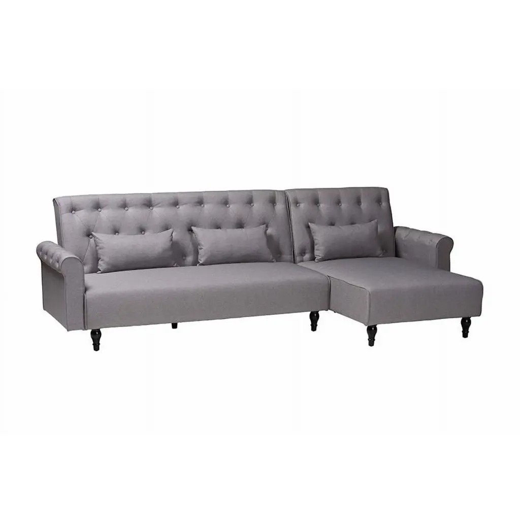 Baxton Studio Chesterfield Slate Gray Fabric Convertible Sofa