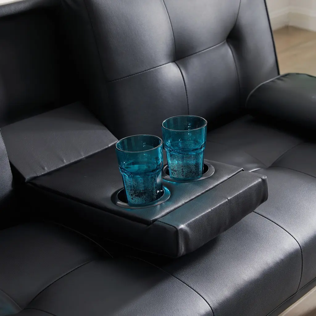 Faux Leather Loveseat Sofa Bed Cup Holders - Convertible Sleeper Couch Bed Bath & Beyond