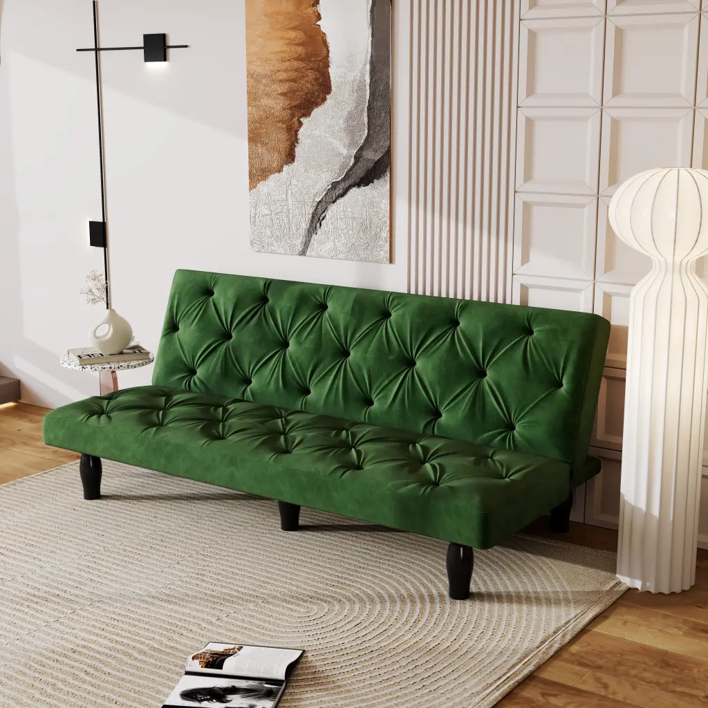 Green Fireworks Texture Sleeper Loveseat Convertible Sofa Armless Settee Bed 2--1 Bench Bed Bath & Beyond
