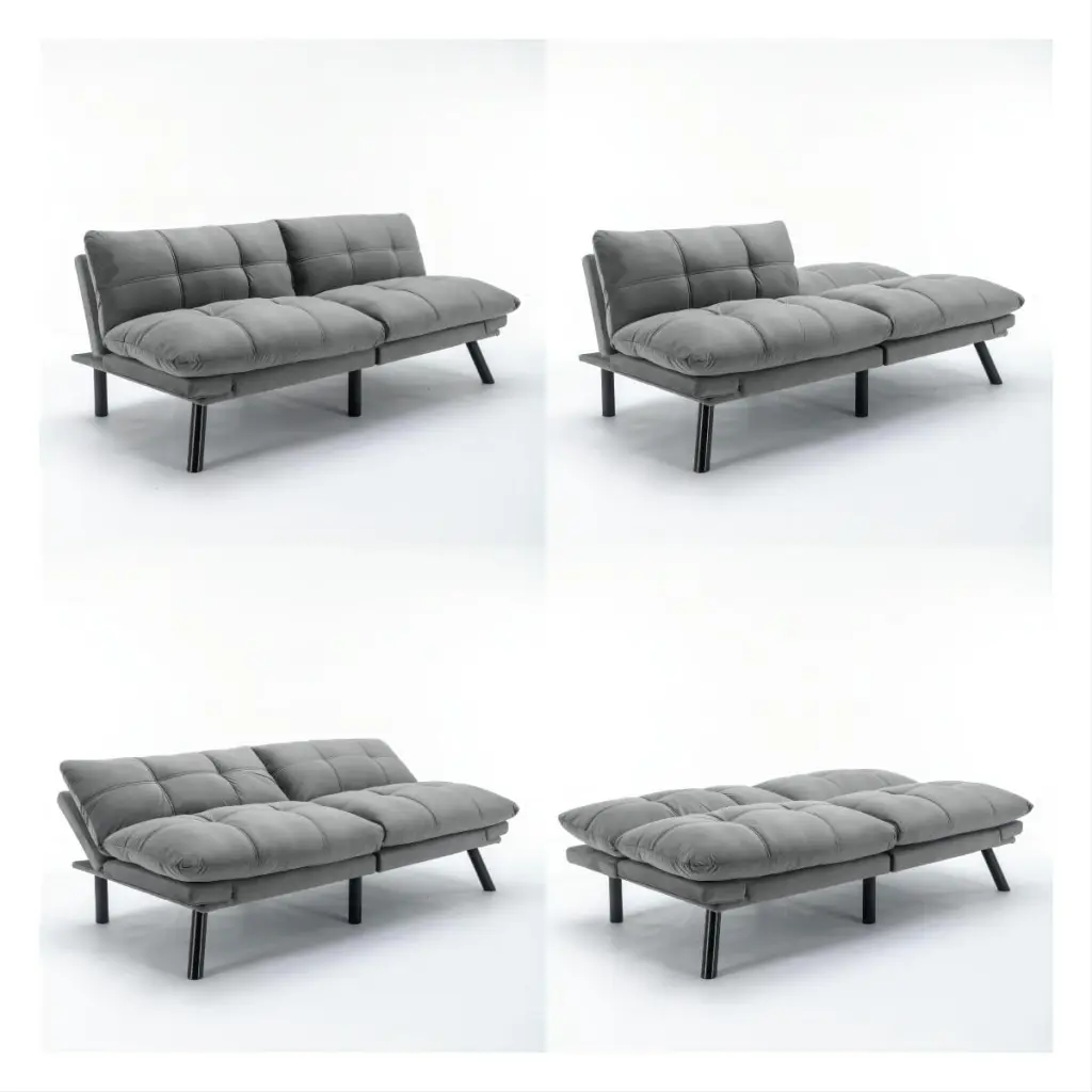 Velvet Sleeper Loveseat Futon Recliner Bed Lounge Sofa Bed Light Gray Bed Bath & Beyond